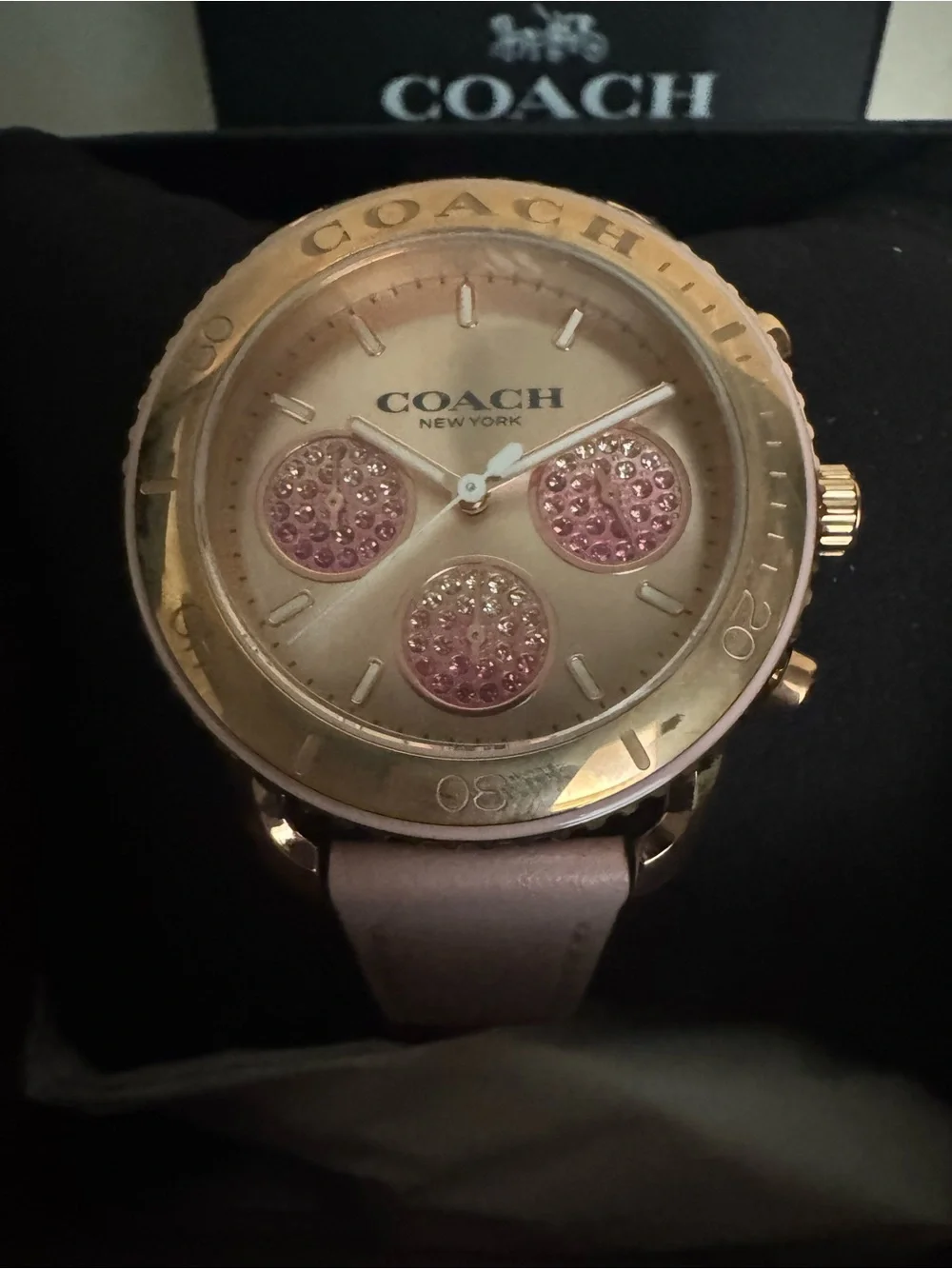 NWT COACH Women's Cruiser Blush Pink Leather Chronograph Watch 14504123